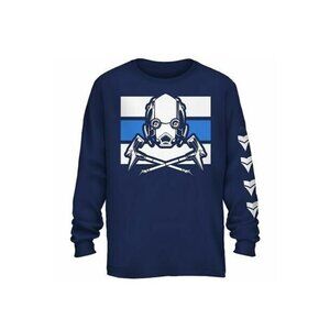 Boys Fortnite Long Sleeve Navy White Blue Graphic Tee Size 14/16